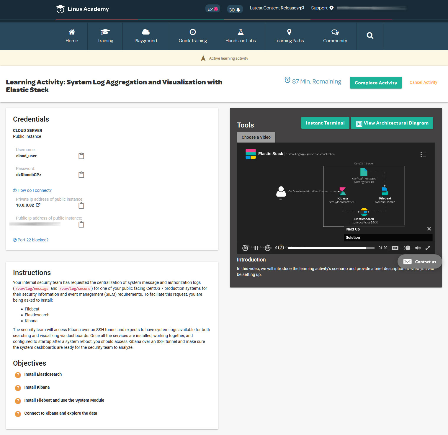 Screenshot - Handy-on Online-Fortbildung und Training über Elastis Stack