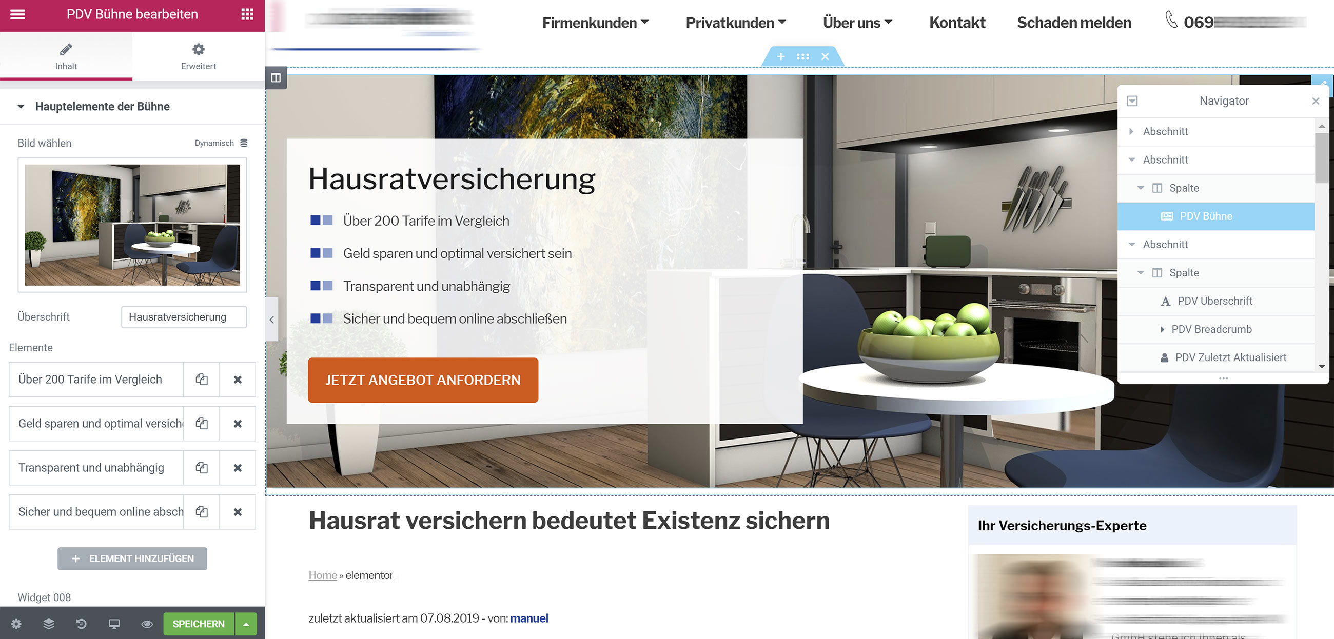 Elementor Widgets - WordPress als CMS - Screenshot - keine kaputten Webseiten mehr