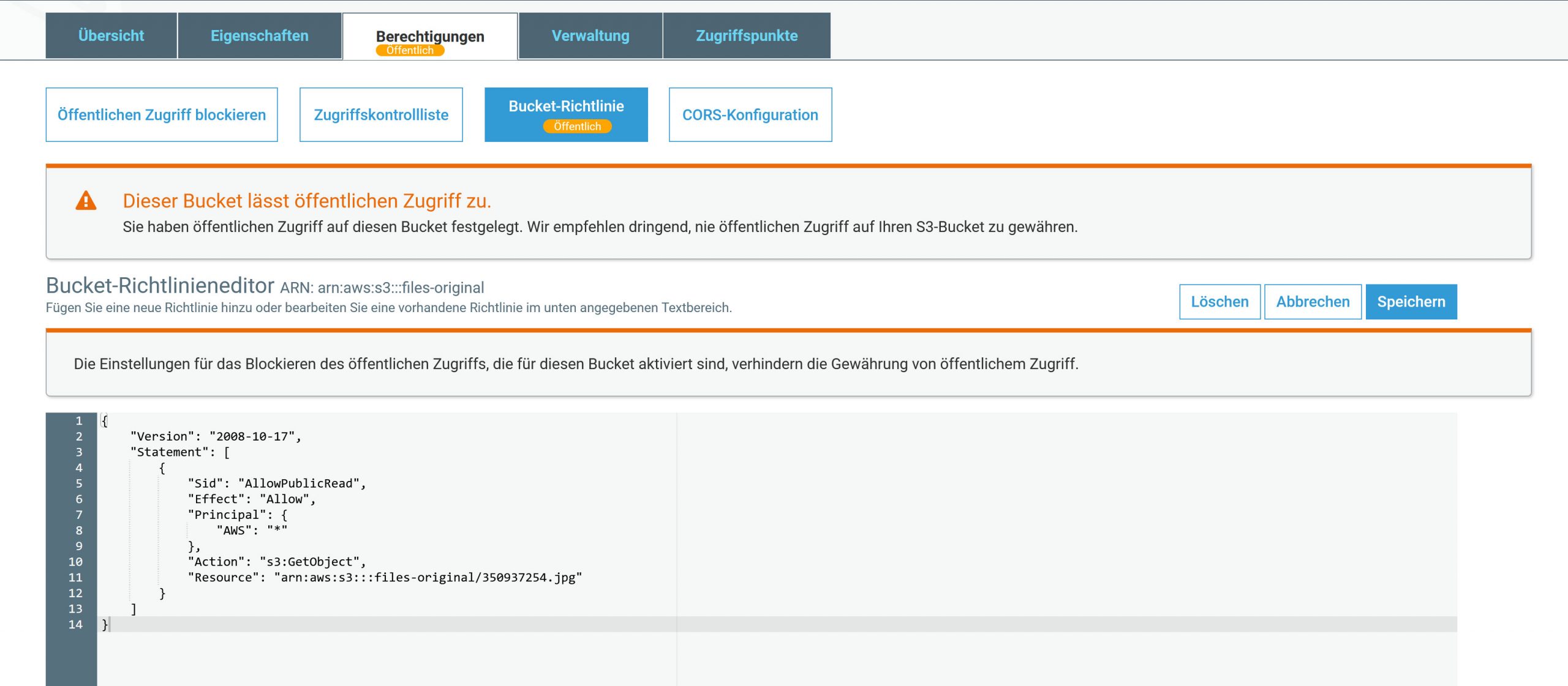 S3 Öffentlicher Dateizugriff kontrollieren