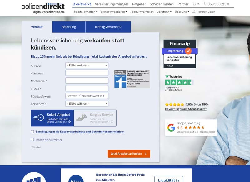Policen Direkt - Website - Web Design - Zweitmarkt Lebensversicherungen